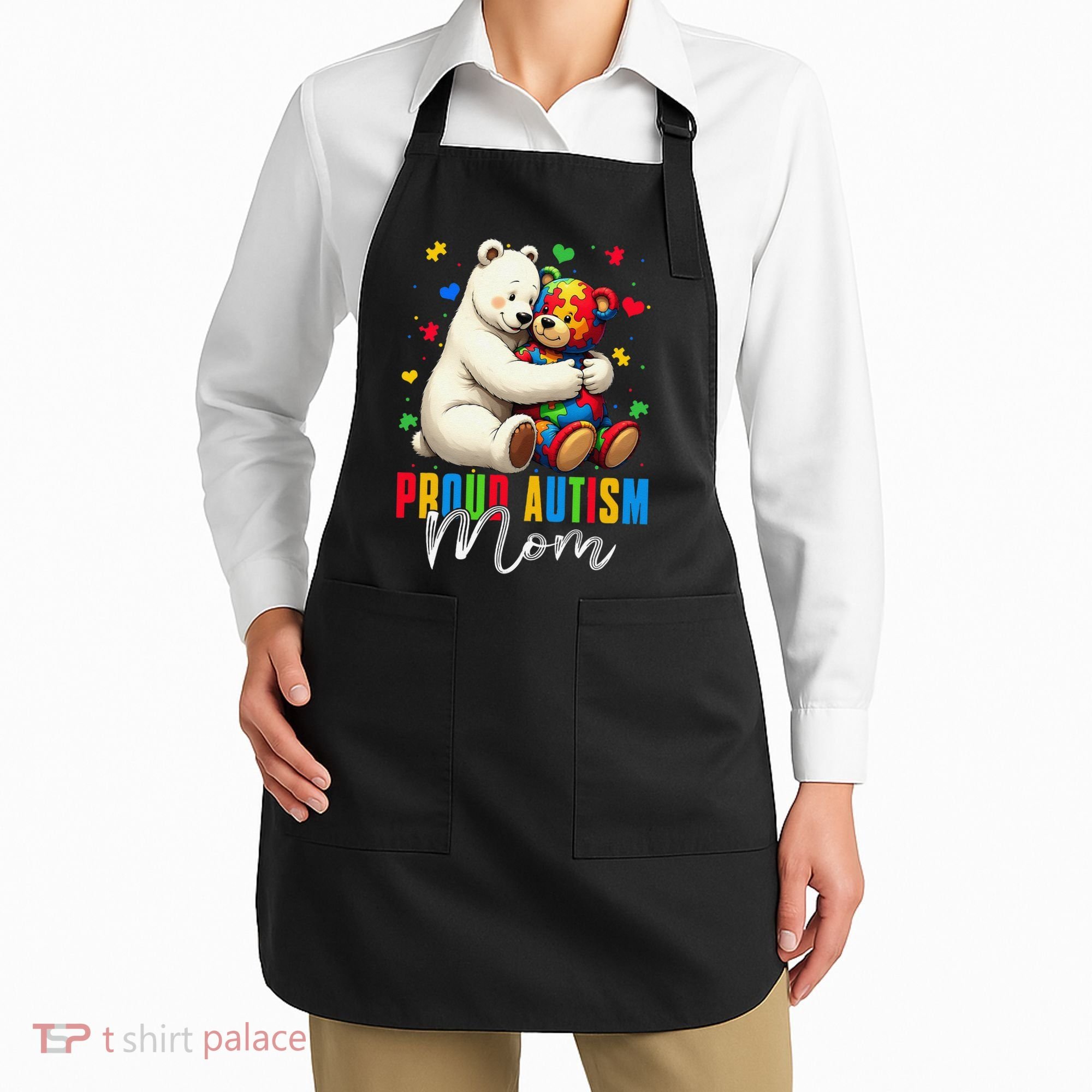 Proud Autism Mom Bear Autism Awareness Autistic Son Daughter Apron