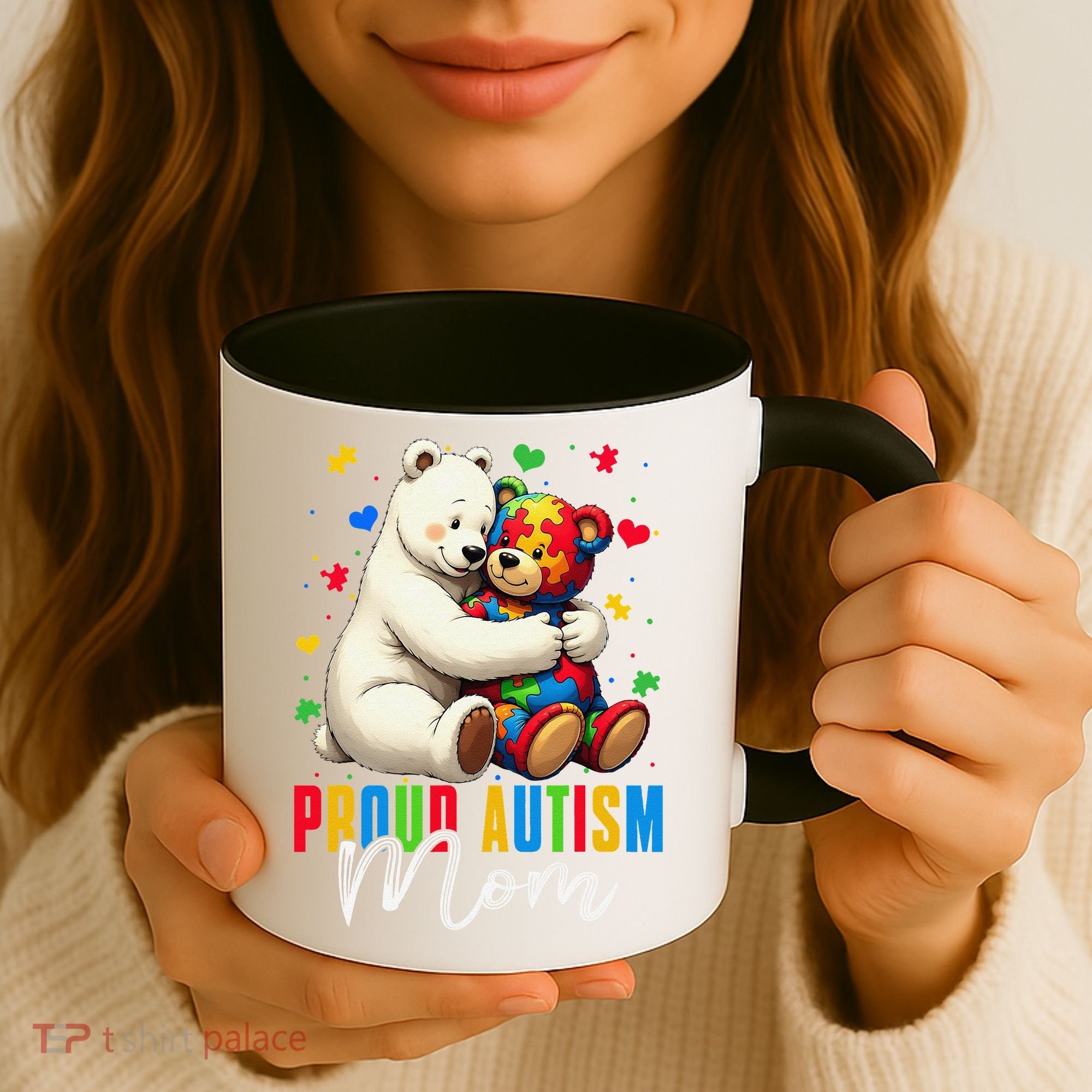Proud Autism Mom Bear Autism Awareness Autistic Son Daughter Coffee Mug