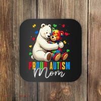 Proud Autism Mom Bear Autism Awareness Autistic Son Daughter Coaster thumb 0
