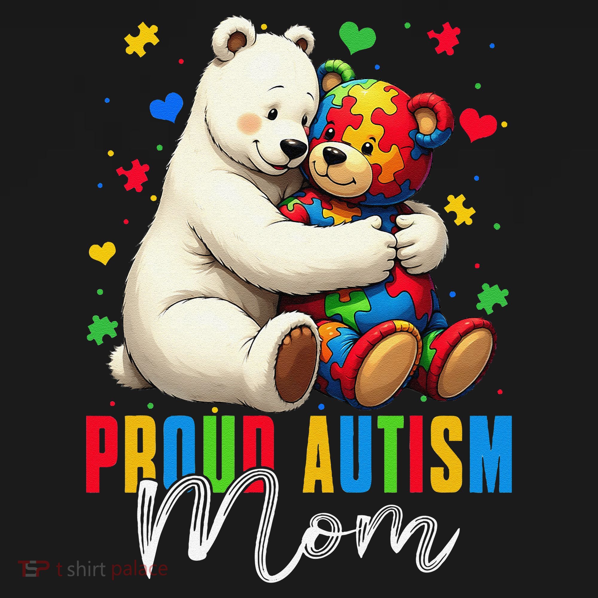 Proud Autism Mom Bear Autism Awareness Autistic Son Daughter Women's Hoodie