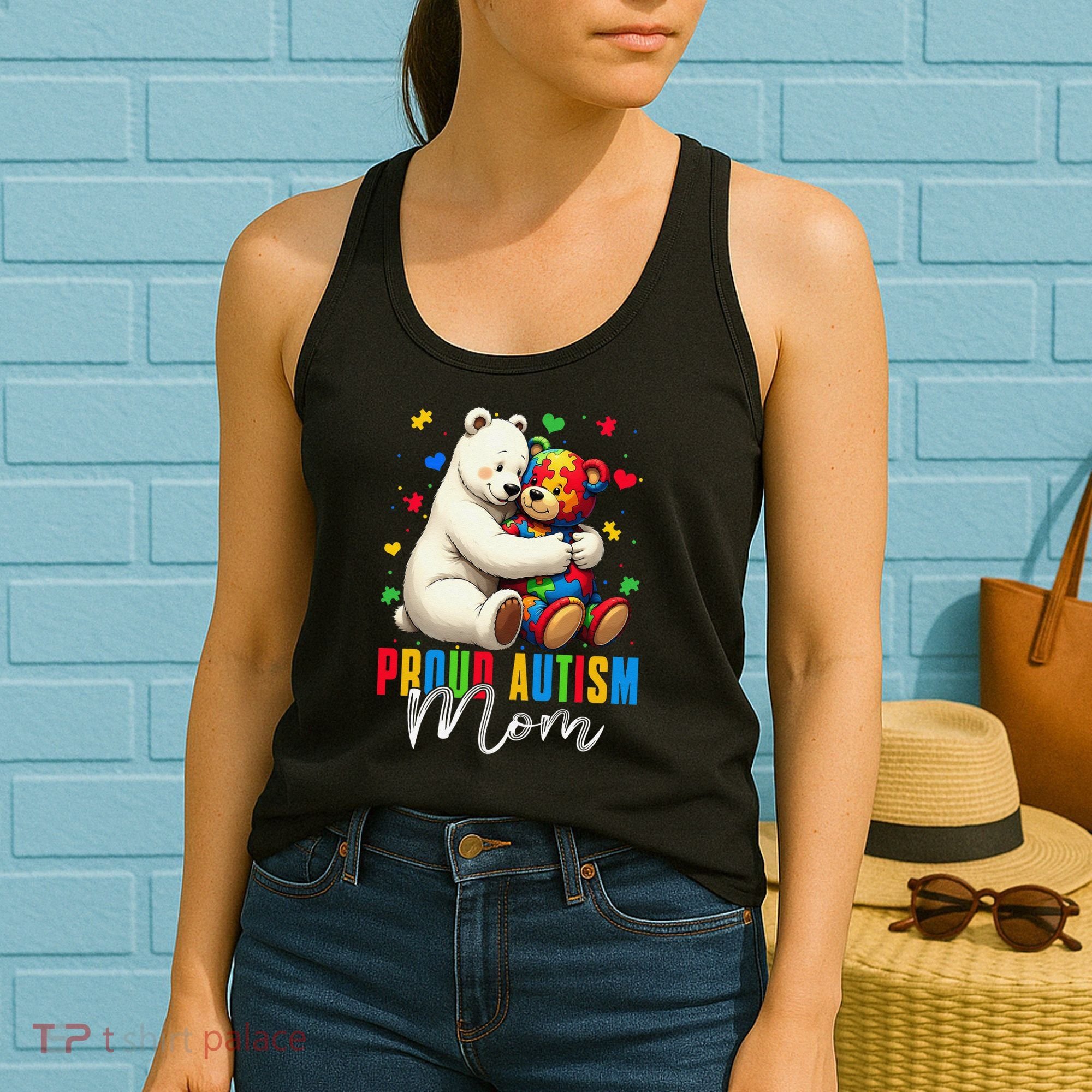 Proud Autism Mom Bear Autism Awareness Autistic Son Daughter Women's Tank Top