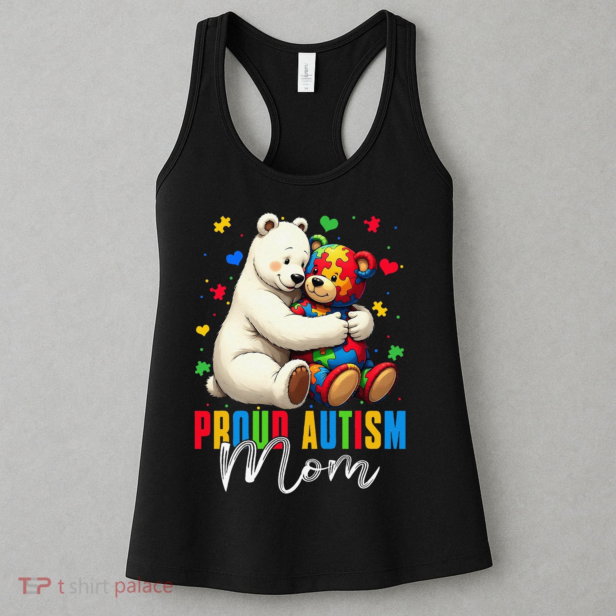 Proud Autism Mom Bear Autism Awareness Autistic Son Daughter Women's Tank Top