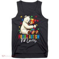 Proud Autism Mom Bear Autism Awareness Autistic Son Daughter Tank Top thumb 0
