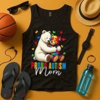 Proud Autism Mom Bear Autism Awareness Autistic Son Daughter Tank Top thumb 4