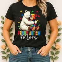 Proud Autism Mom Bear Autism Awareness Autistic Son Daughter Women's T-Shirt thumb 2