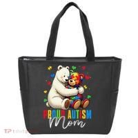 Proud Autism Mom Bear Autism Awareness Autistic Son Daughter Tote Bag thumb 0