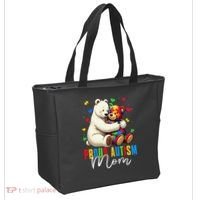 Proud Autism Mom Bear Autism Awareness Autistic Son Daughter Tote Bag thumb 2