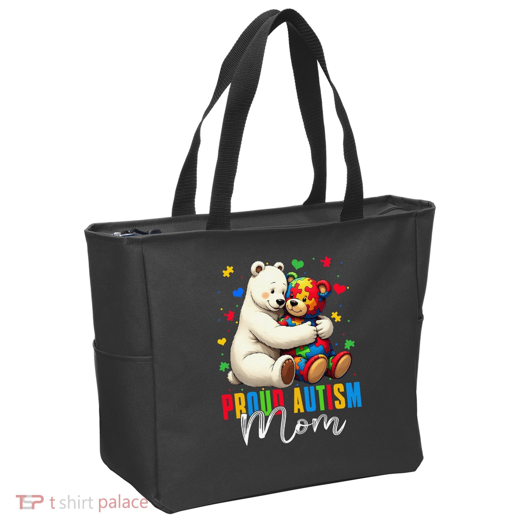 Proud Autism Mom Bear Autism Awareness Autistic Son Daughter Tote Bag