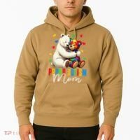 Proud Autism Mom Bear Autism Awareness Autistic Son Daughter Hoodie thumb 2