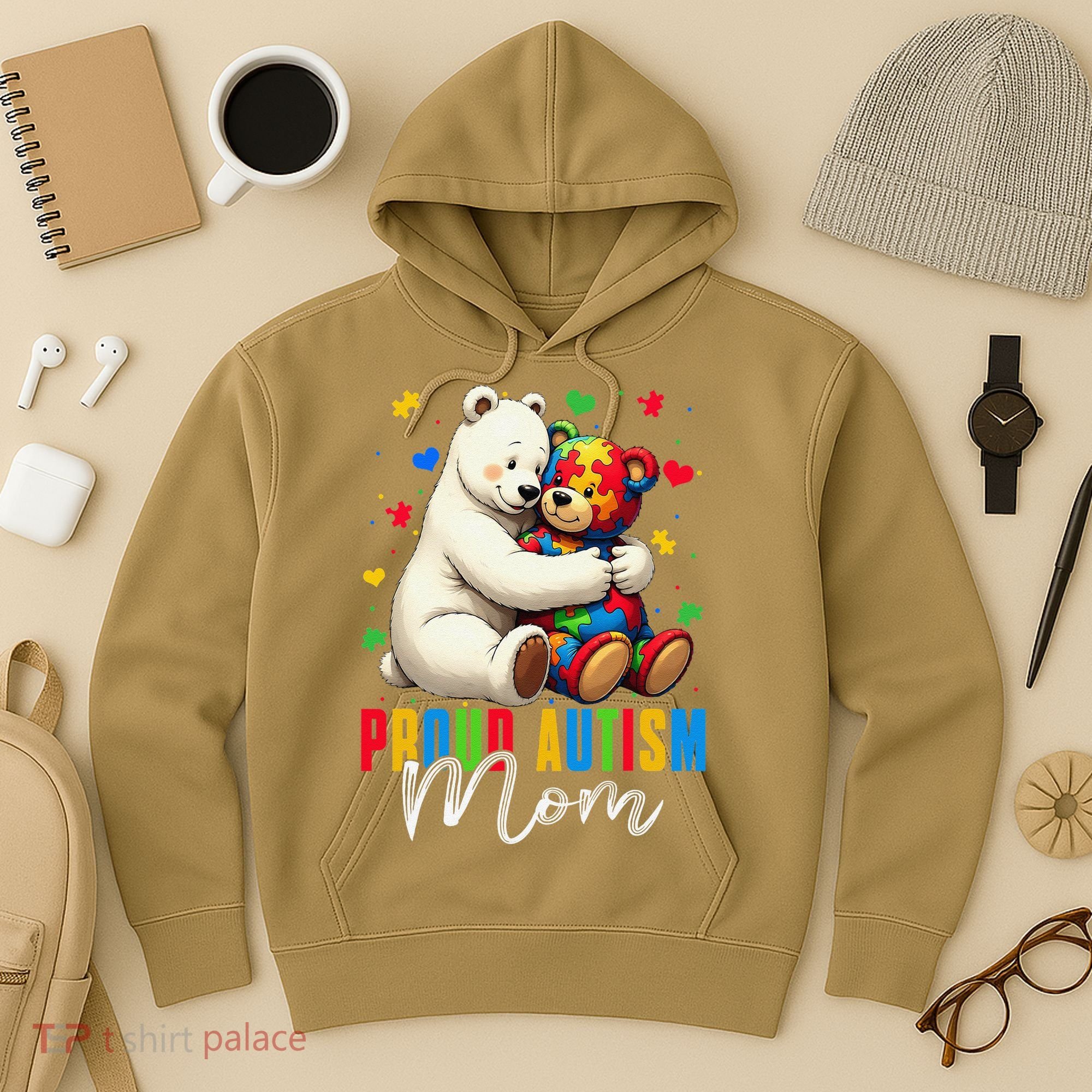 Proud Autism Mom Bear Autism Awareness Autistic Son Daughter Hoodie