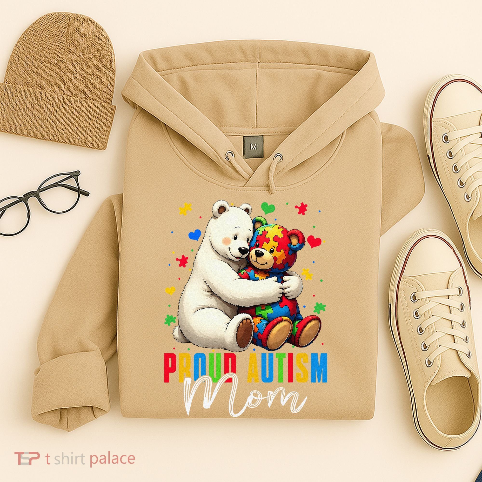 Proud Autism Mom Bear Autism Awareness Autistic Son Daughter Hoodie