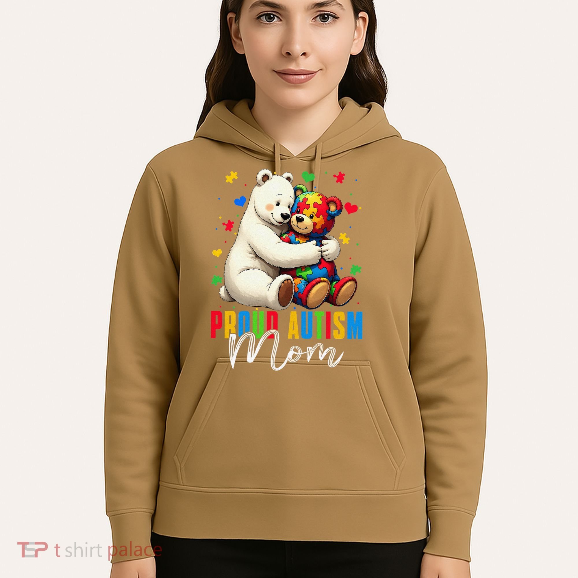 Proud Autism Mom Bear Autism Awareness Autistic Son Daughter Hoodie