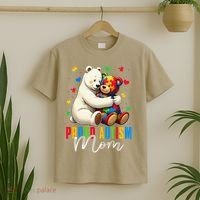 Proud Autism Mom Bear Autism Awareness Autistic Son Daughter T-Shirt thumb 2