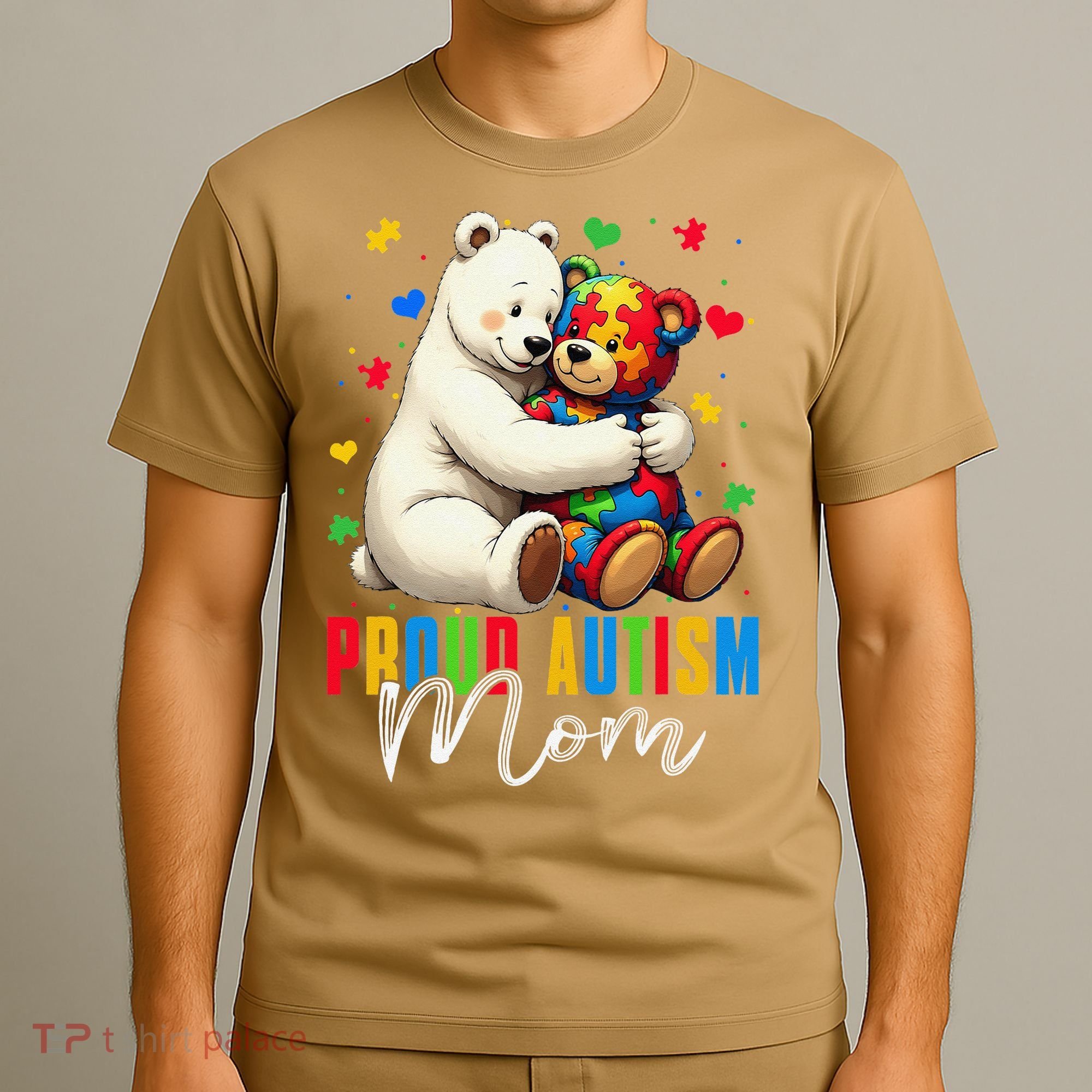 Proud Autism Mom Bear Autism Awareness Autistic Son Daughter T-Shirt
