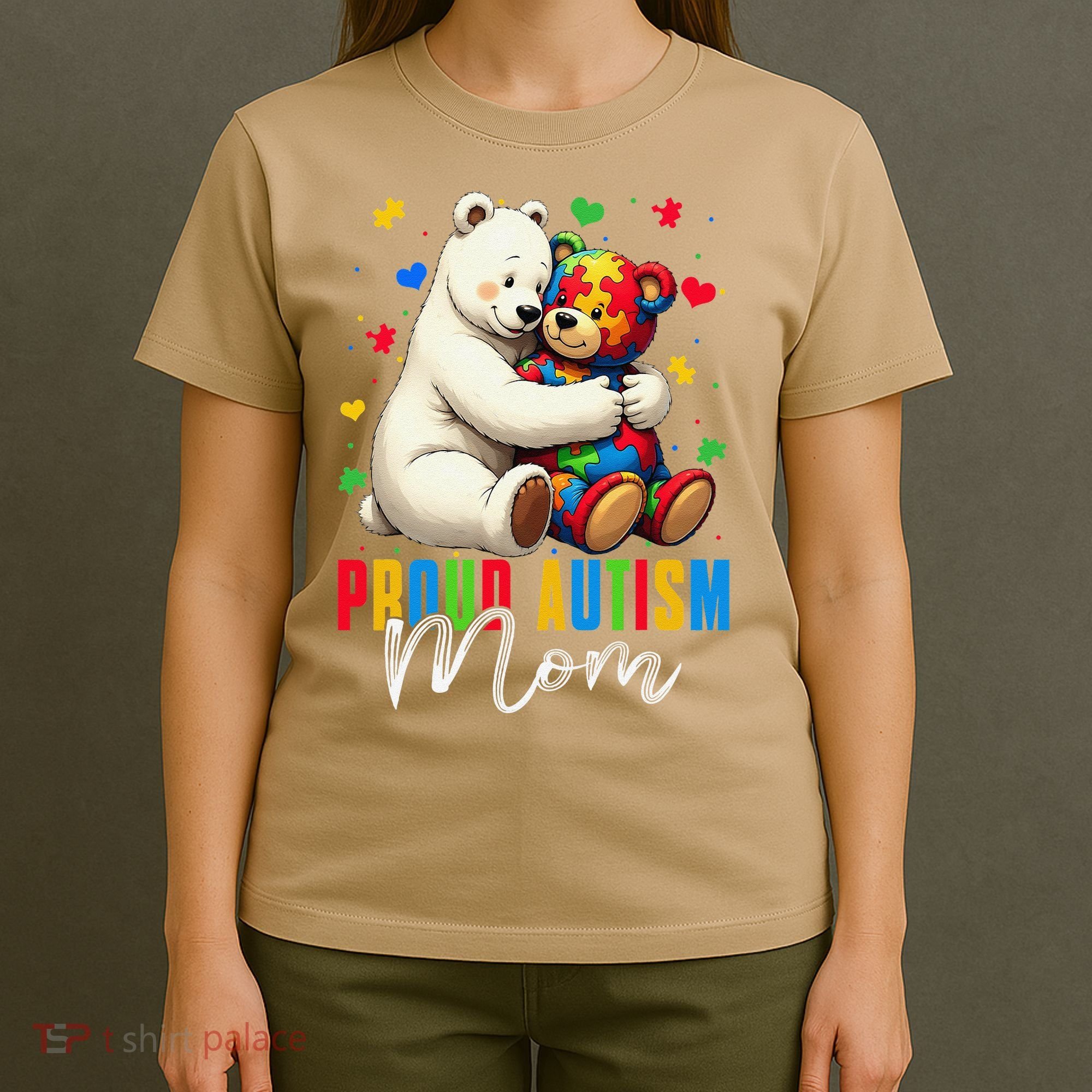 Proud Autism Mom Bear Autism Awareness Autistic Son Daughter T-Shirt