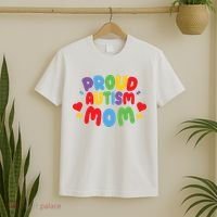 Proud Autism Mom Colorful Awareness T-Shirt thumb 2