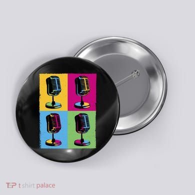 Pop Art Microphone Music Button