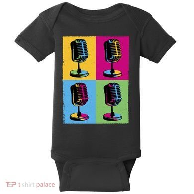Pop Art Microphone Music Baby Bodysuit