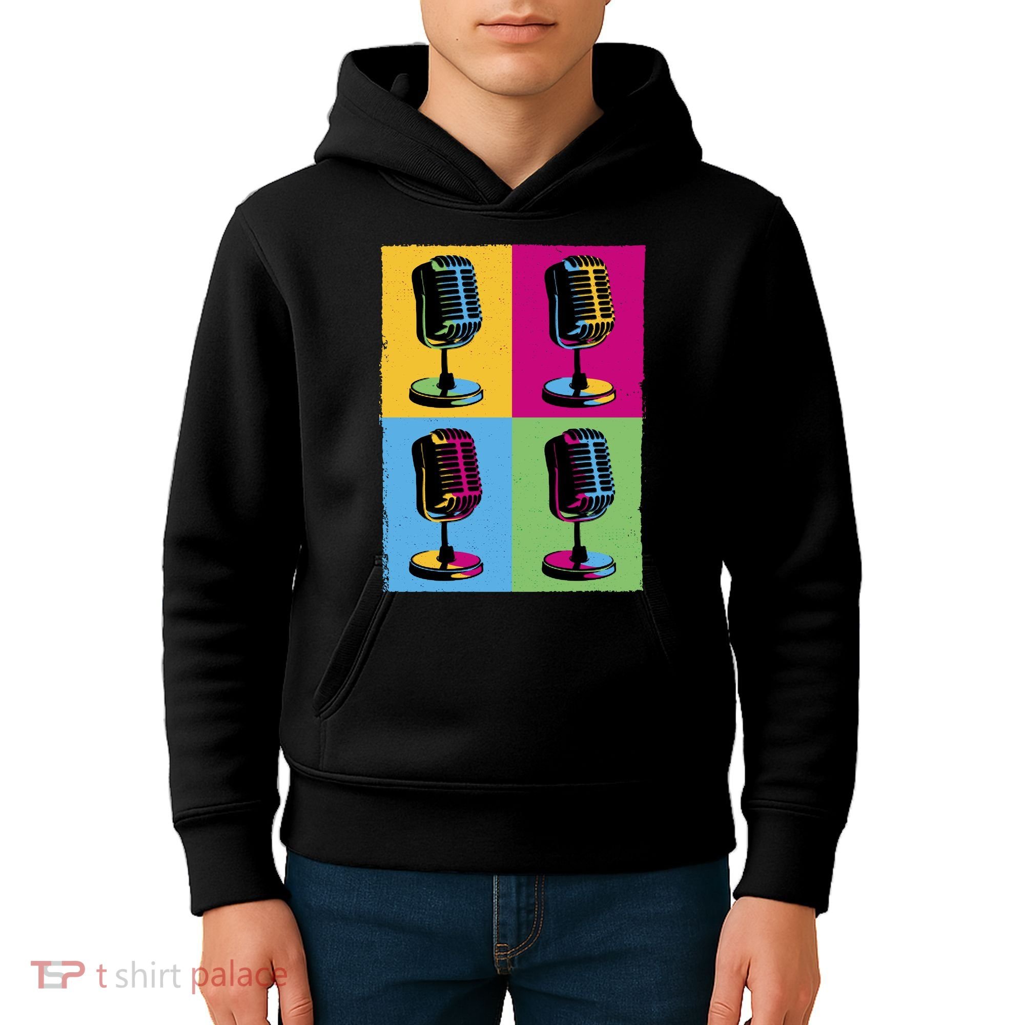 Pop Art Microphone Music Kids Hoodie