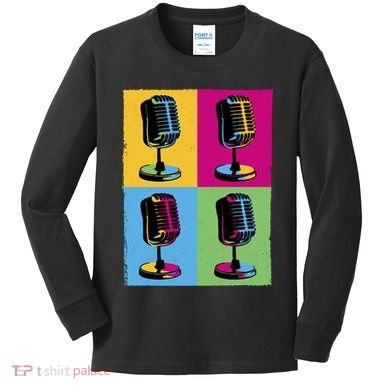 Pop Art Microphone Music Kids Long Sleeve Shirt
