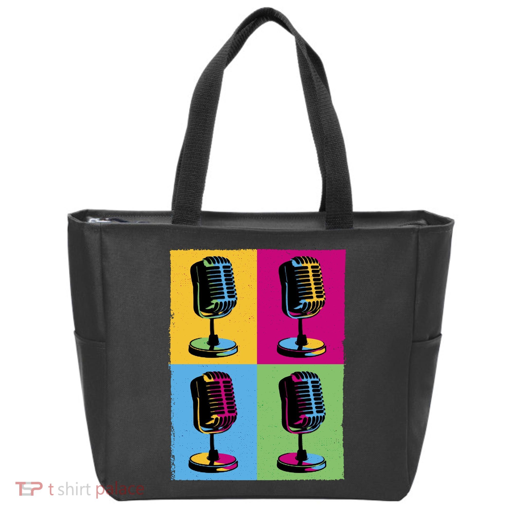 Pop Art Microphone Music Tote Bag