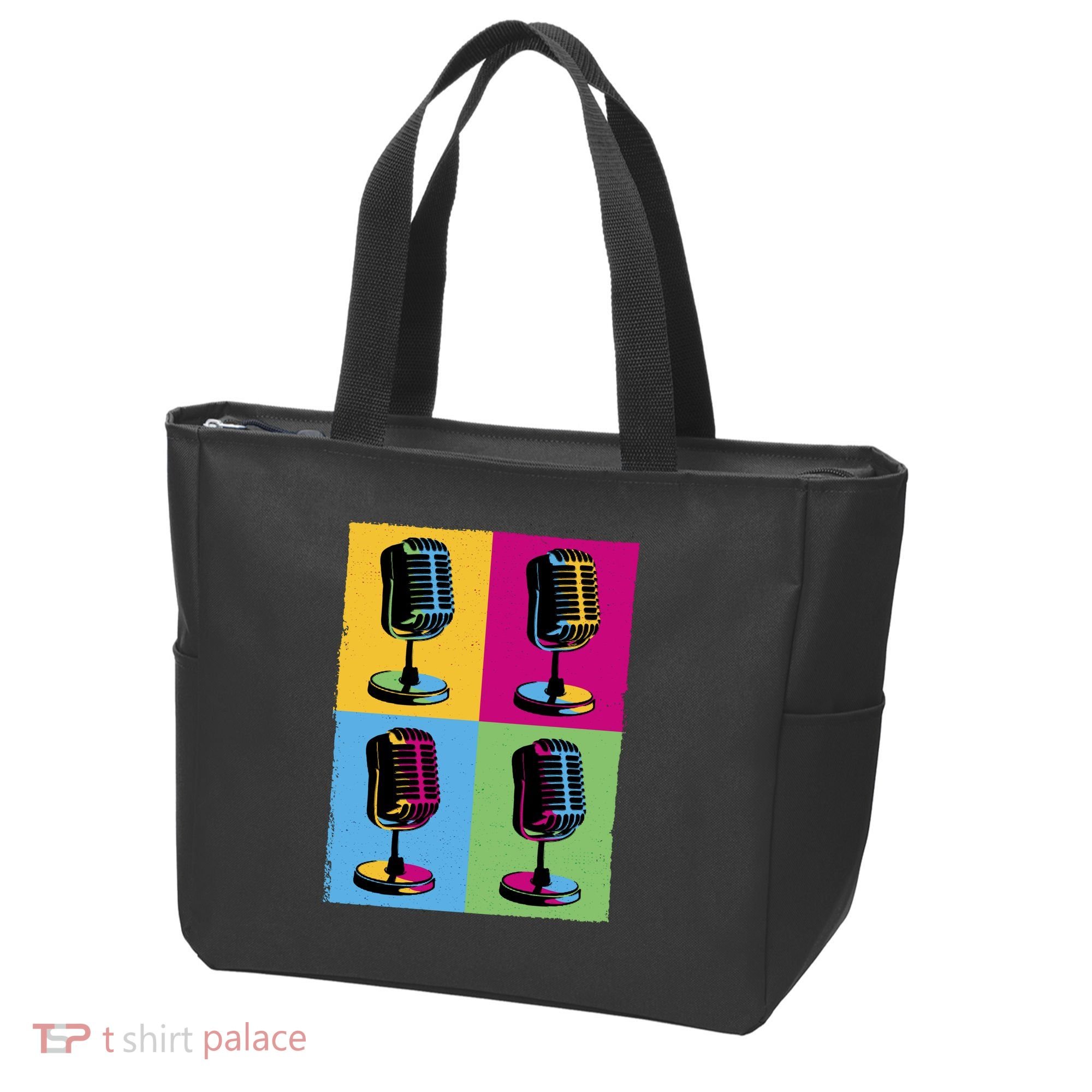 Pop Art Microphone Music Tote Bag