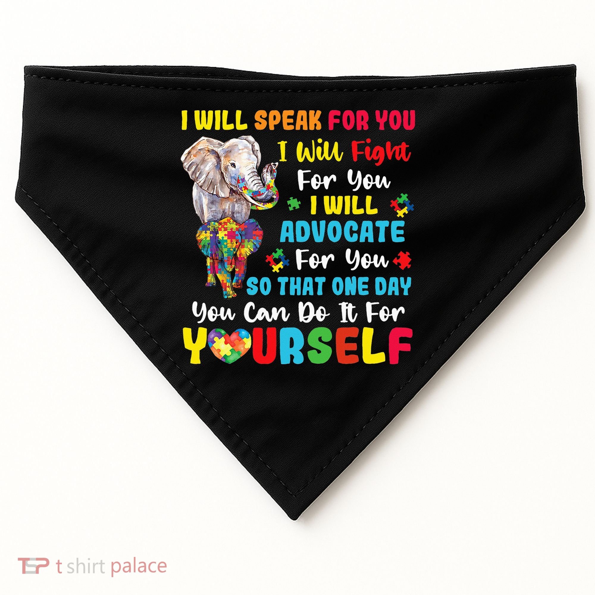 puzzle Autism Mom Elephant Autism Awareness USA-Made Doggie Bandana