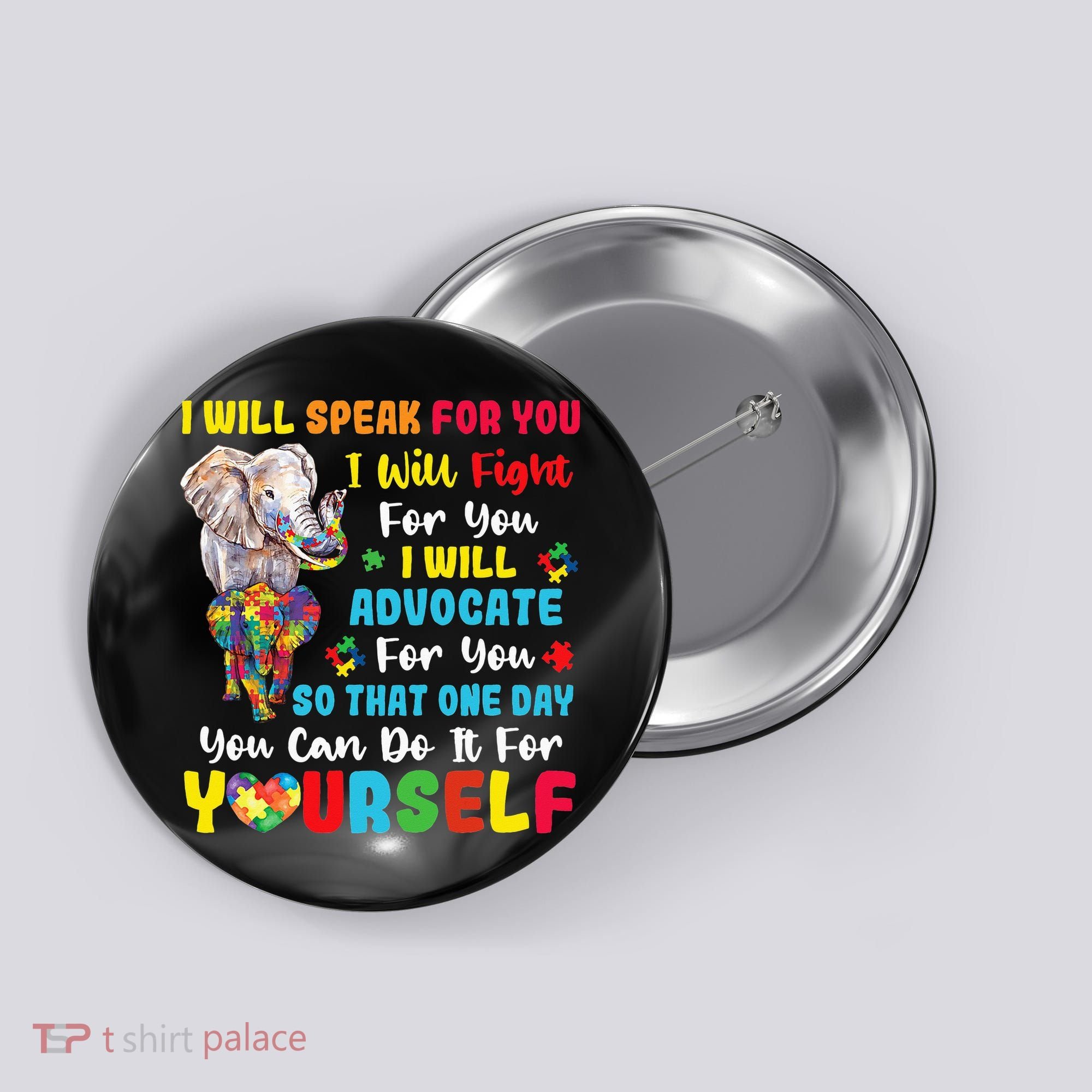puzzle Autism Mom Elephant Autism Awareness Button
