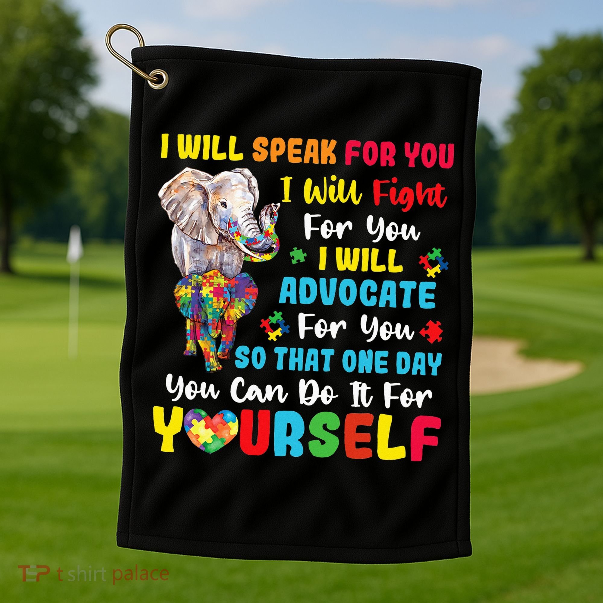 puzzle Autism Mom Elephant Autism Awareness Golf Towel