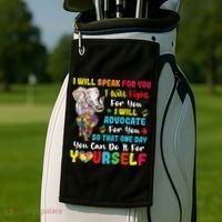 puzzle Autism Mom Elephant Autism Awareness Golf Towel thumb 2