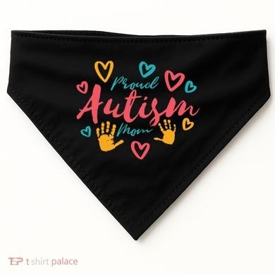 Proud Autism Mom Handprints USA-Made Doggie Bandana