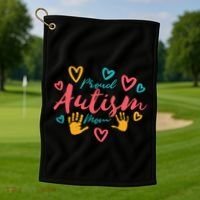 Proud Autism Mom Handprints Golf Towel thumb 1