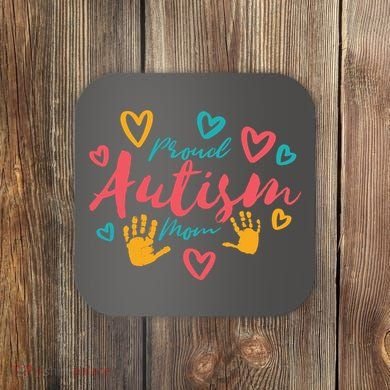 Proud Autism Mom Handprints Coaster