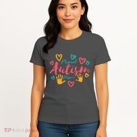 Proud Autism Mom Handprints Women's T-Shirt thumb 4