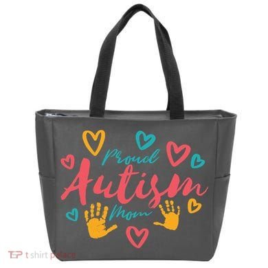 Proud Autism Mom Handprints Tote Bag