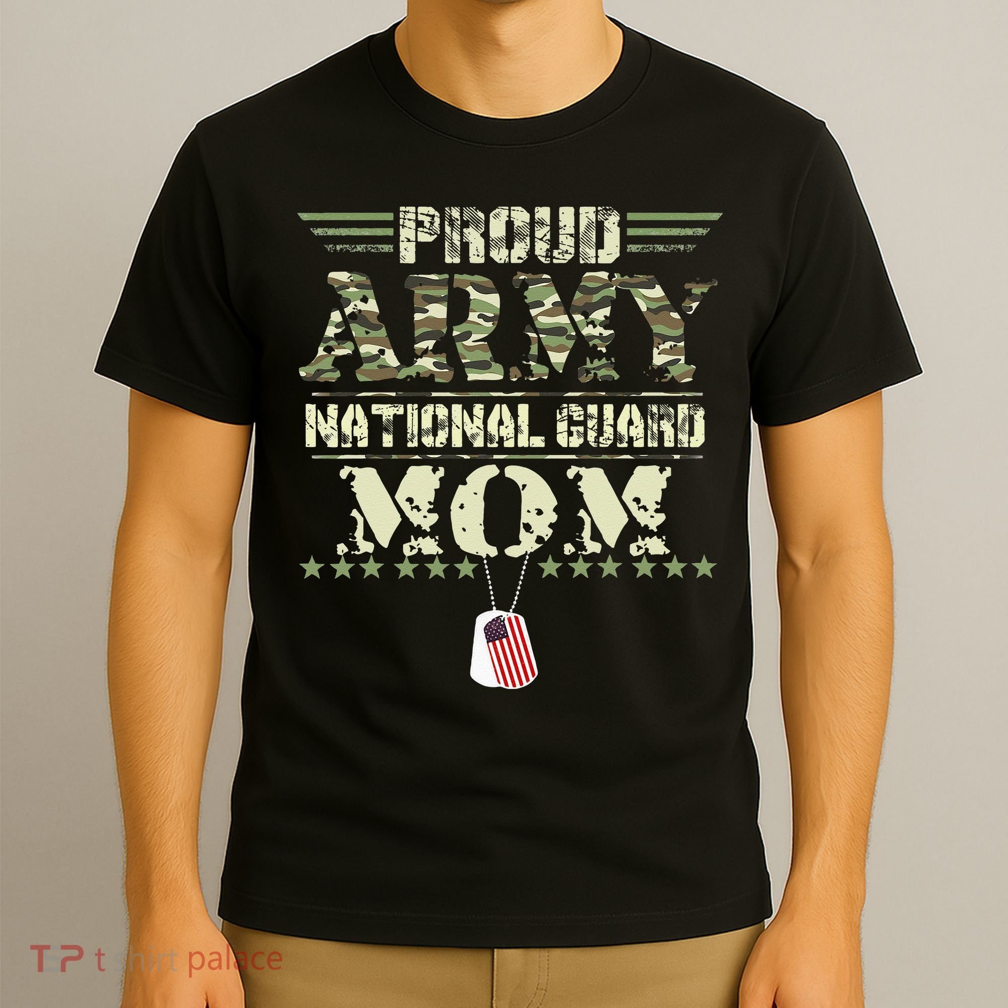 Proud Army National Guard Mom USA Military Veteran Mothers T-Shirt