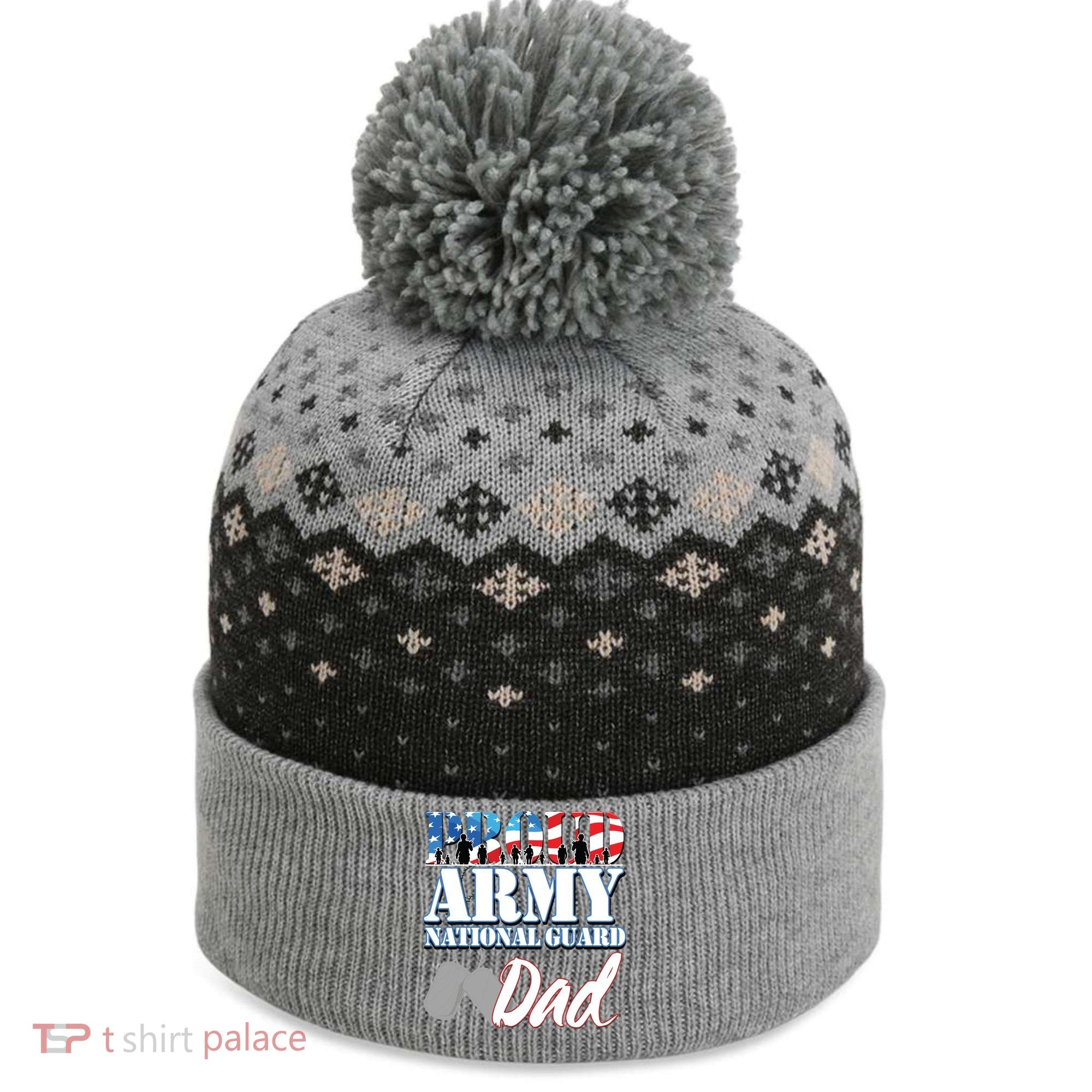 Proud Army National Guard Dad Fathers Day The Baniff Cuffed Pom Beanie