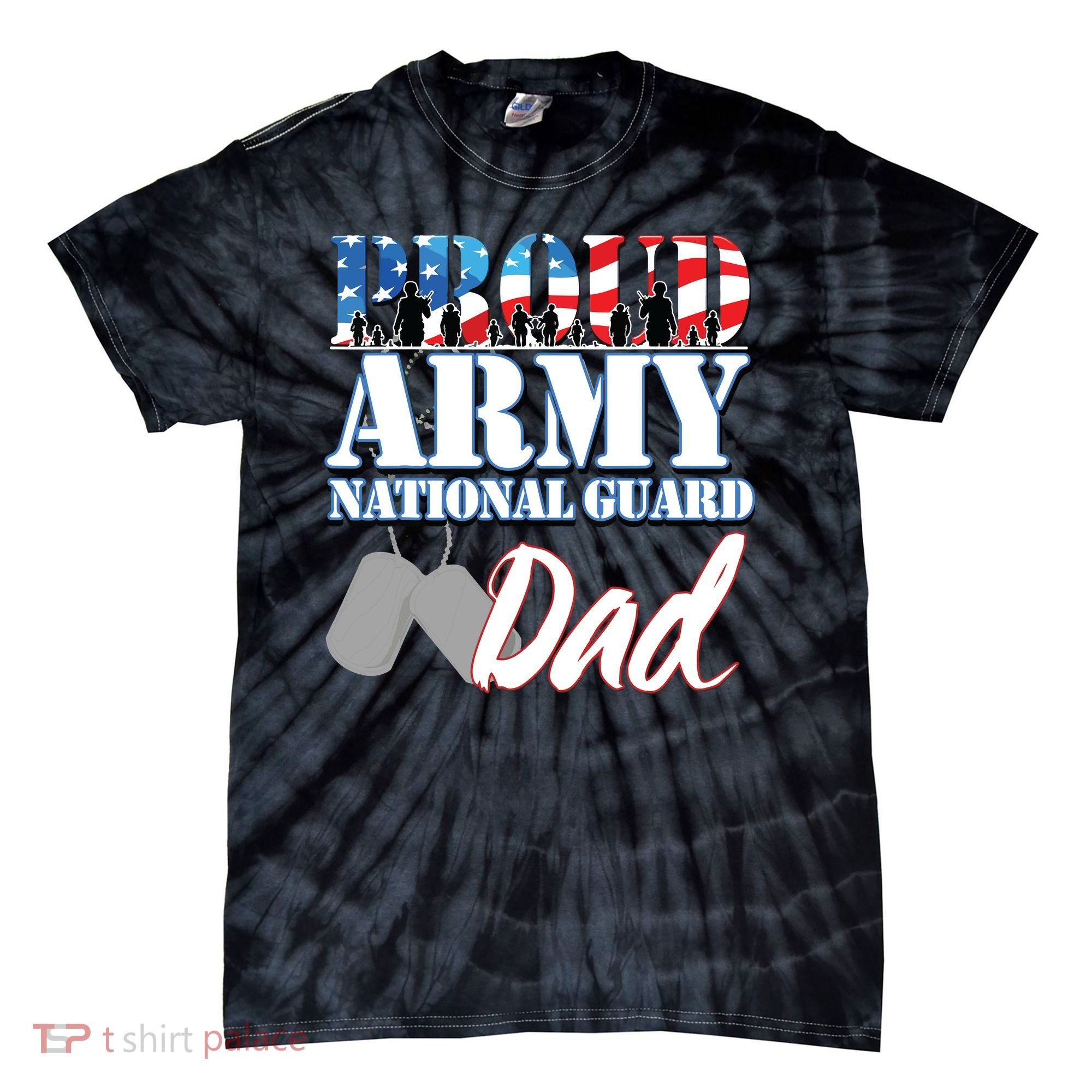 Proud Army National Guard Dad Fathers Day Tie-Dye T-Shirt