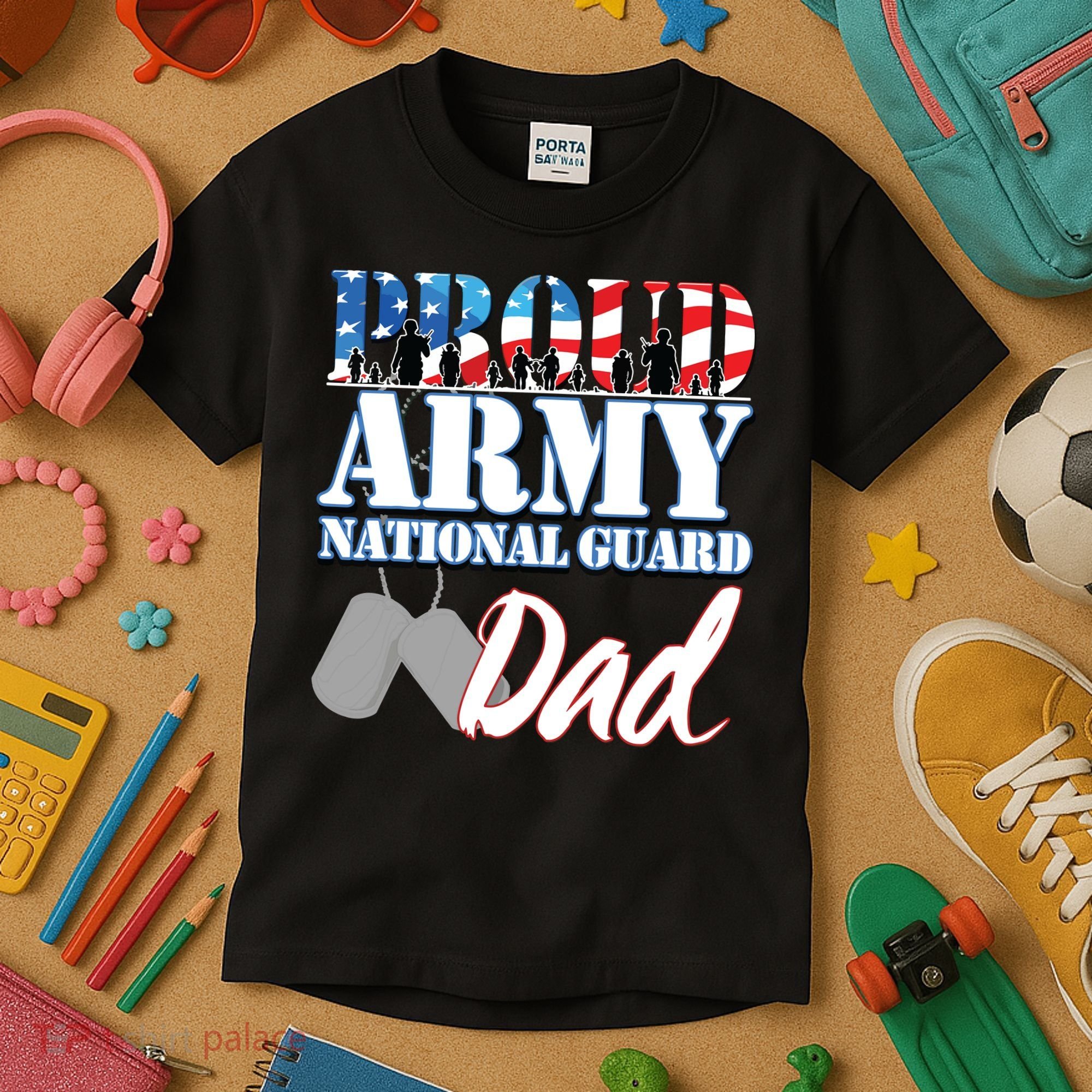 Proud Army National Guard Dad Fathers Day Kids T-Shirt