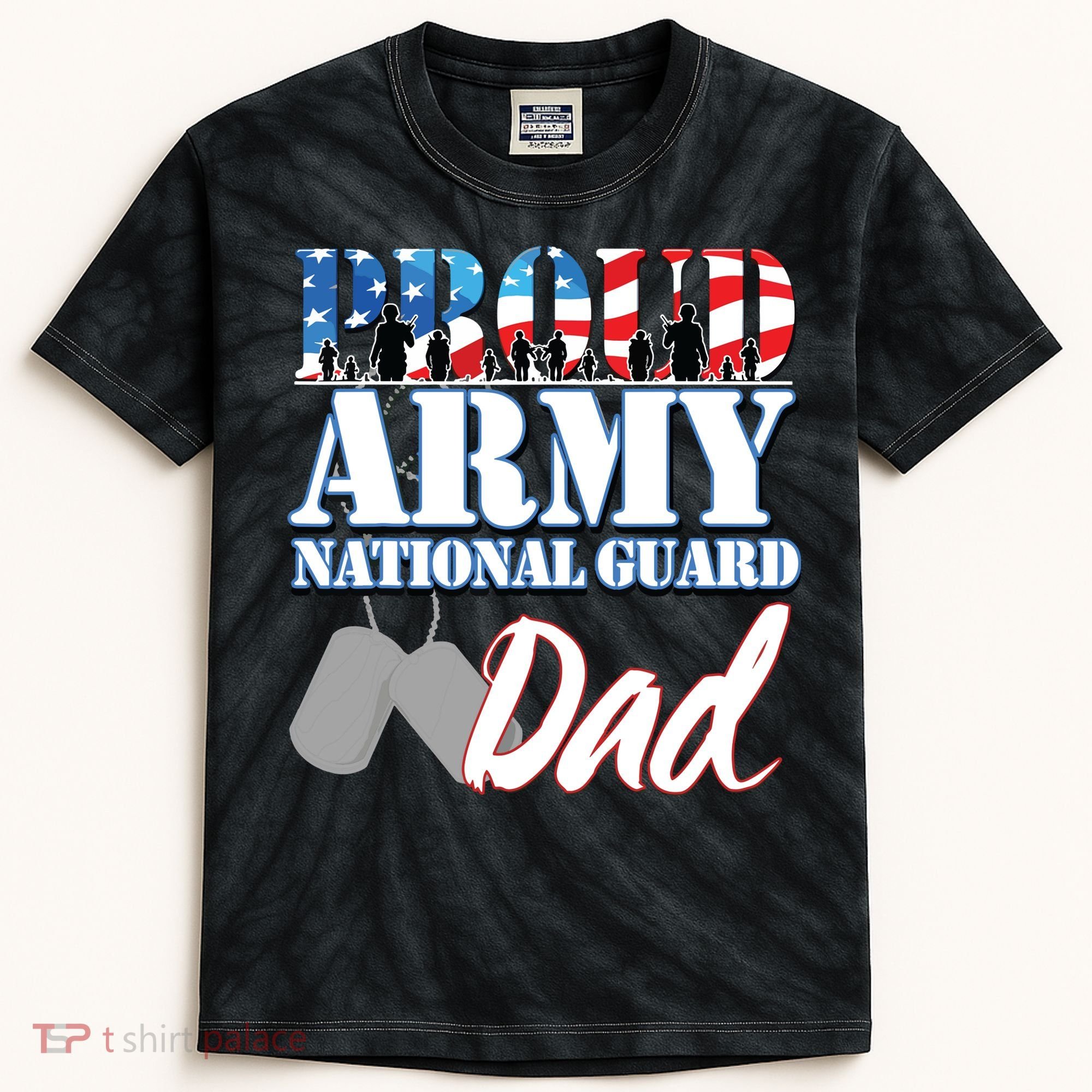 Proud Army National Guard Dad Fathers Day Kids Tie-Dye T-Shirt