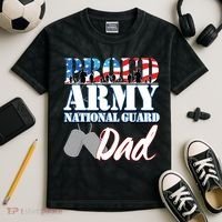 Proud Army National Guard Dad Fathers Day Kids Tie-Dye T-Shirt thumb 2