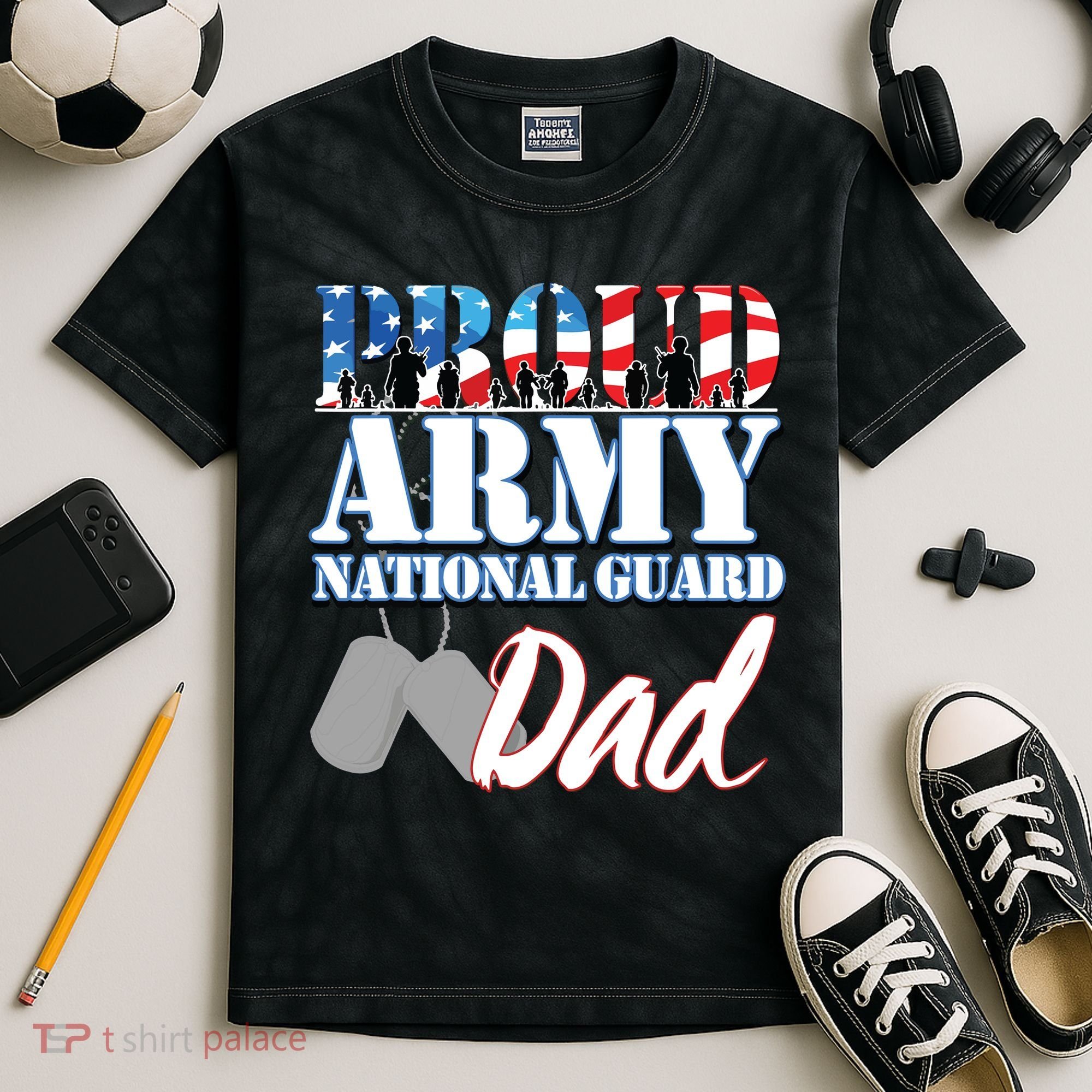 Proud Army National Guard Dad Fathers Day Kids Tie-Dye T-Shirt