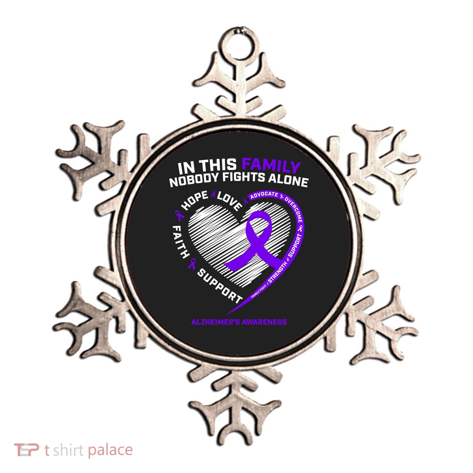 Purple Alzheimers Nobody Fights Alone Alzheimers Awareness Gift Ornament