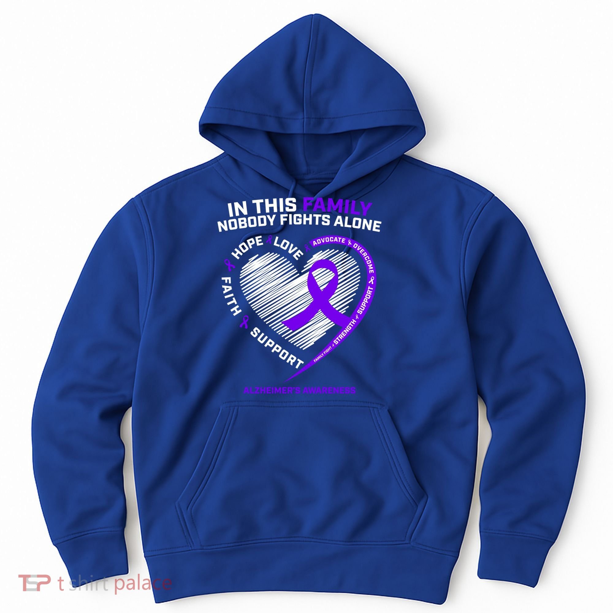 Purple Alzheimers Nobody Fights Alone Alzheimers Awareness Gift Hoodie