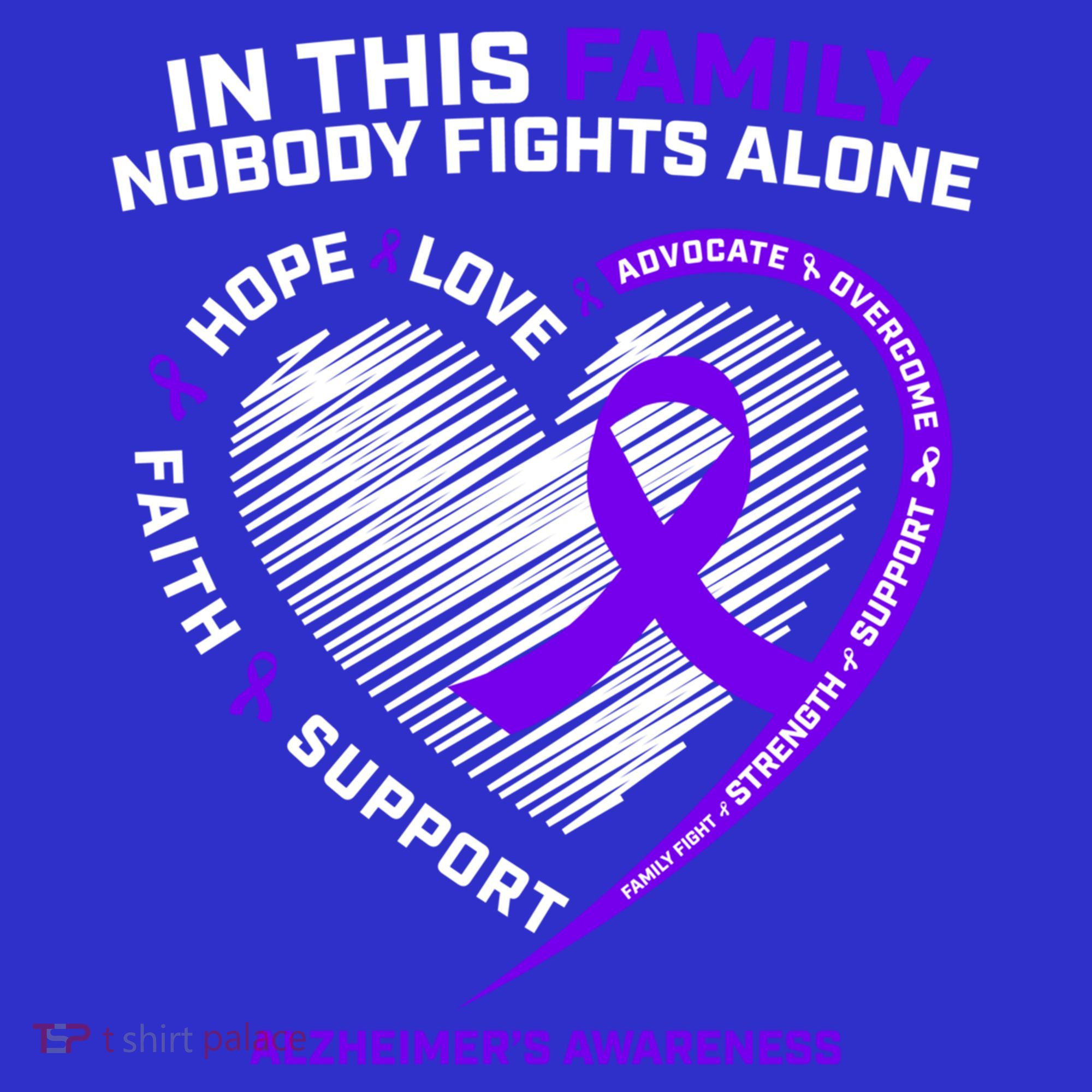 Purple Alzheimers Nobody Fights Alone Alzheimers Awareness Gift Hoodie