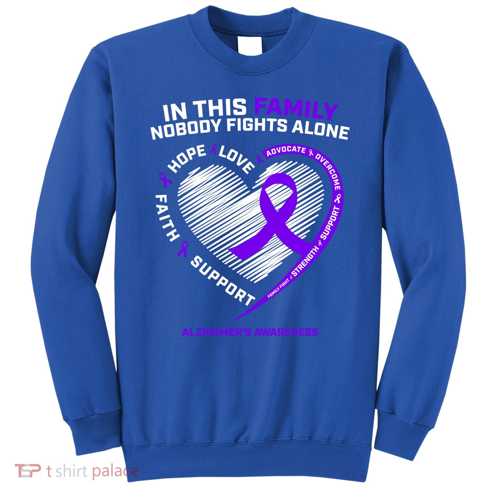Purple Alzheimers Nobody Fights Alone Alzheimers Awareness Gift Sweatshirt