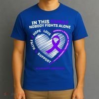 Purple Alzheimers Nobody Fights Alone Alzheimers Awareness Gift T-Shirt thumb 3