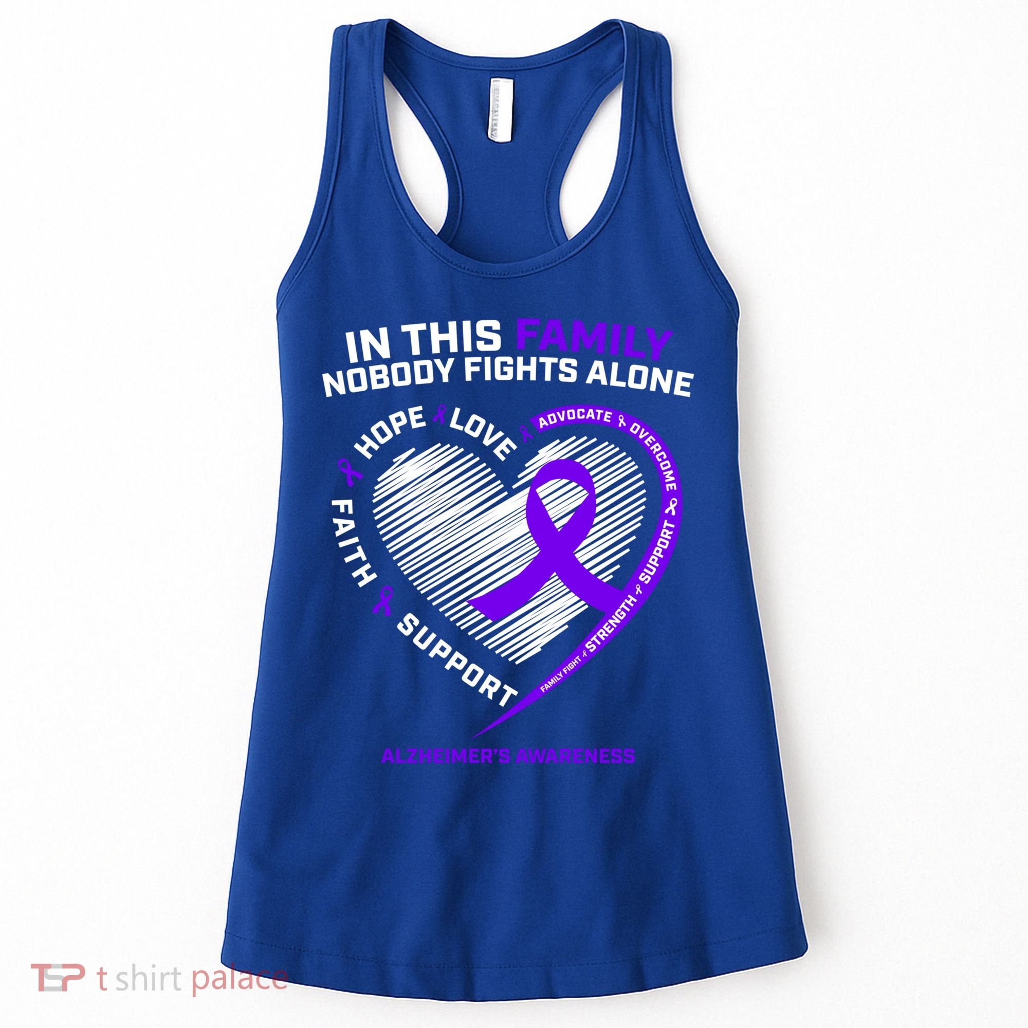 Purple Alzheimers Nobody Fights Alone Alzheimers Awareness Gift Women's Tank Top