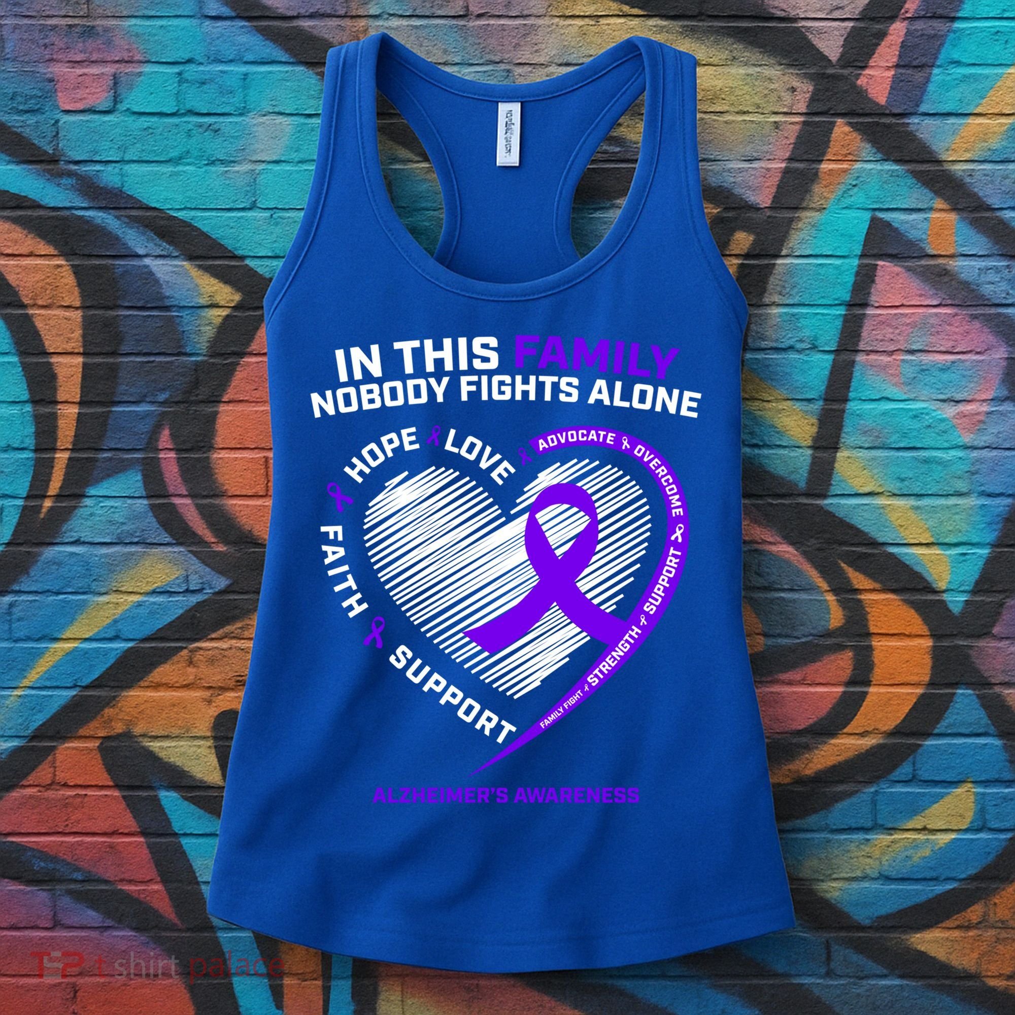 Purple Alzheimers Nobody Fights Alone Alzheimers Awareness Gift Women's Tank Top
