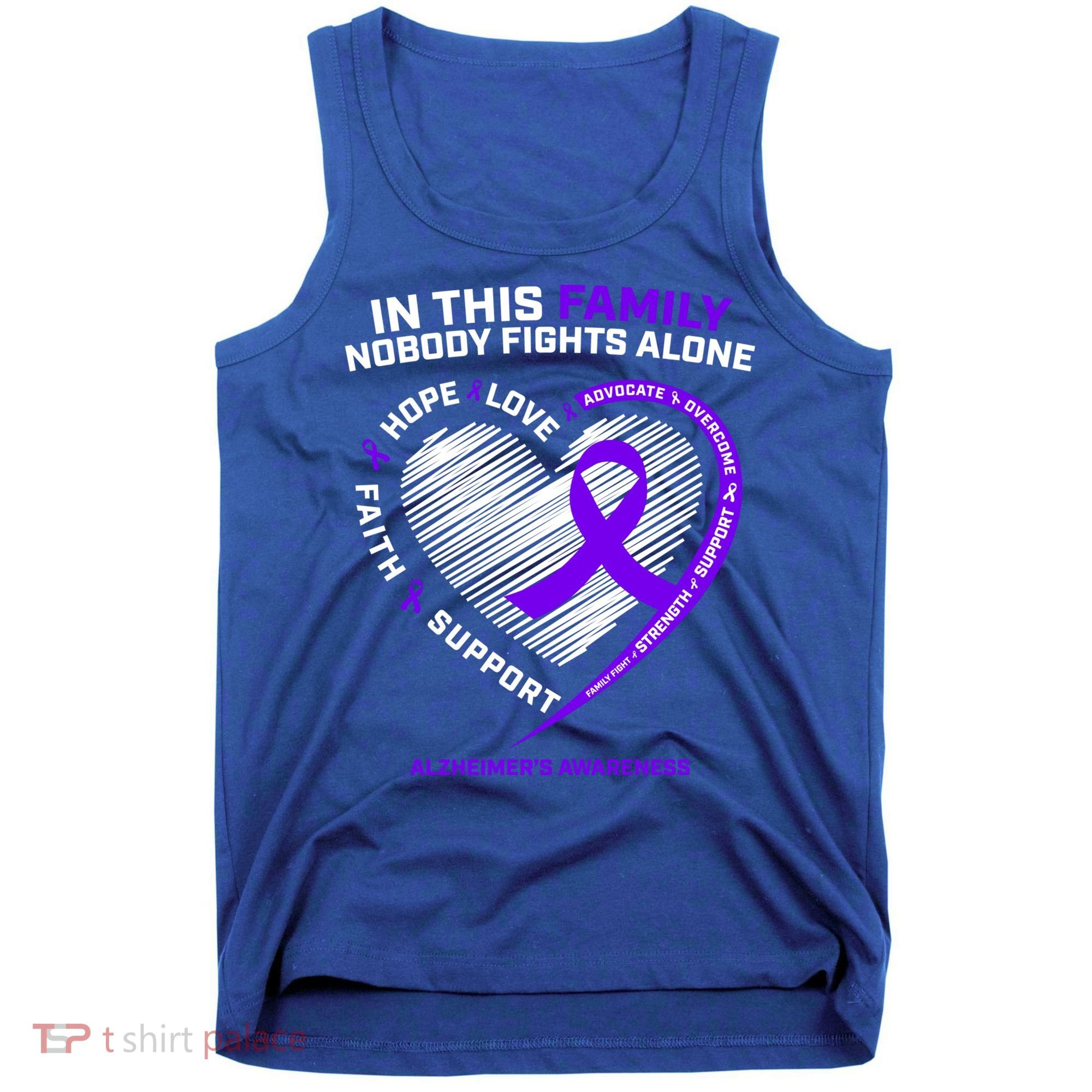 Purple Alzheimers Nobody Fights Alone Alzheimers Awareness Gift Tank Top